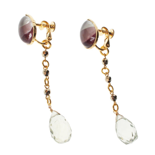 Earrings Amethyst Rainbow Purple Gold TAMARUSAN