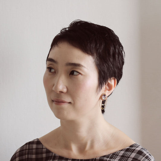 Earrings Rainbow Purple Gold TAMARUSAN