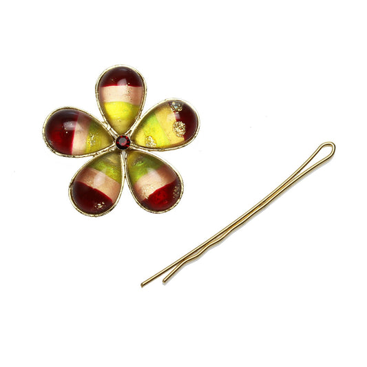 Hairpin Gold Rainbow Orange Flower 24k TAMARUSAN