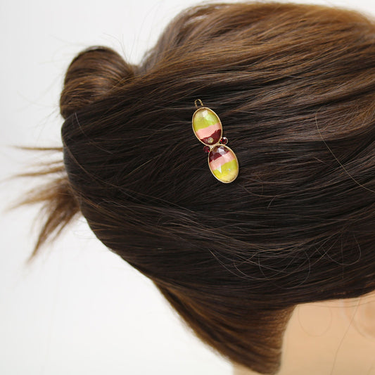 Hair Clip Orange Gold Rhinestone TAMARUSAN