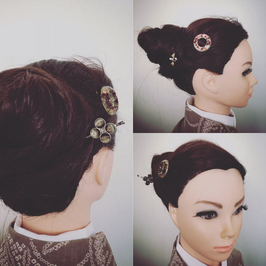 Changeable Ornament Hairpin Purple Flower Wood TAMARUSAN