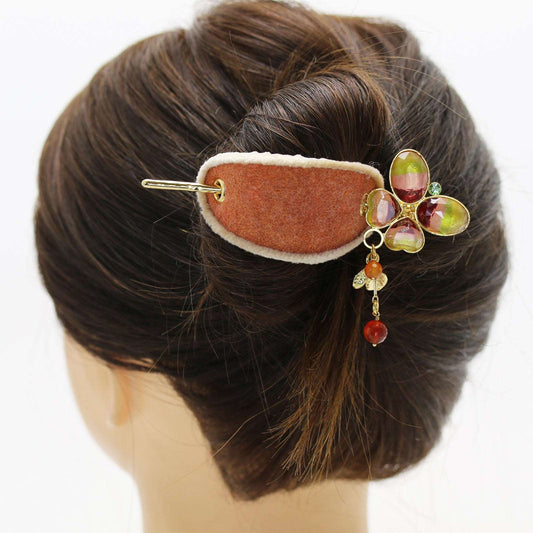 Felt Hairpin Barrette Butterfly Orange TAMARUSAN