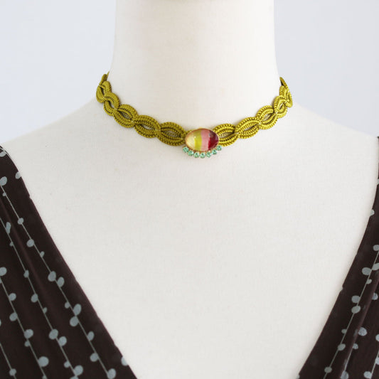 Ribbon Choker Rainbow Orange Green TAMARUSAN