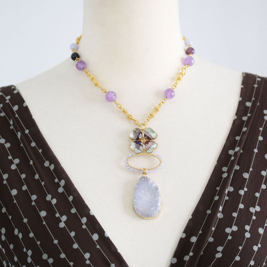 Necklace Amethyst Purple Flower TAMARUSAN