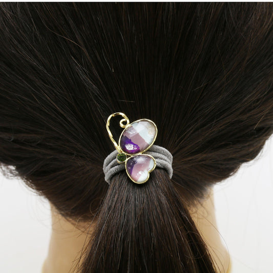 Gorgeous Hair Elastic Purple Butterfly Gold TAMARUSAN