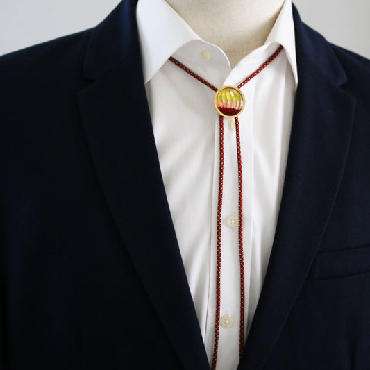 Silk Braid Bolo Tie Rainbow Orange Gold TAMARUSAN