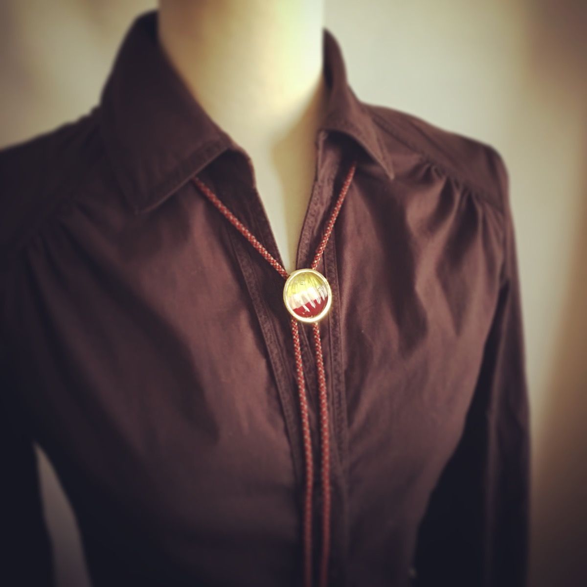 Silk Braid Bolo Tie Rainbow Orange Gold TAMARUSAN