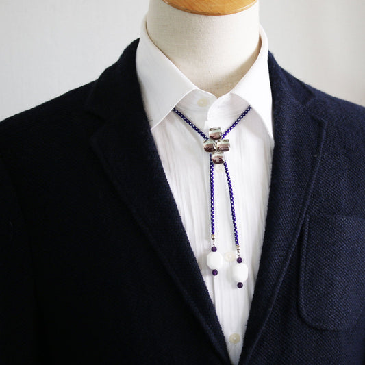 Silk Braid Bolo Tie Violet Rainbow Purple TAMARUSAN