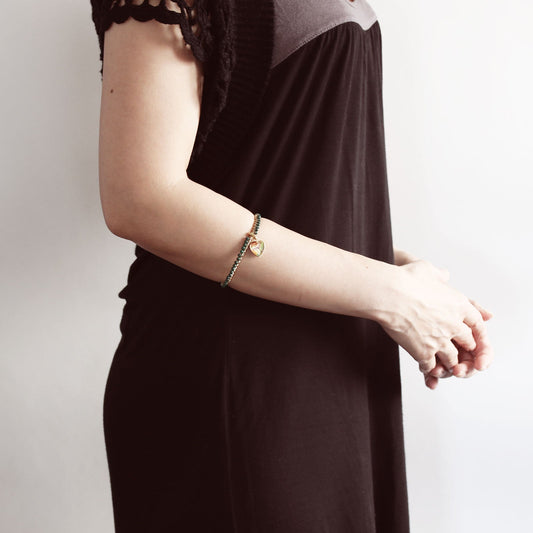 Bangle Green Heart Pansy Malachite Gold TAMARUSAN