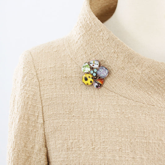 Flower Brooch Colorful Antique Style TAMARUSAN