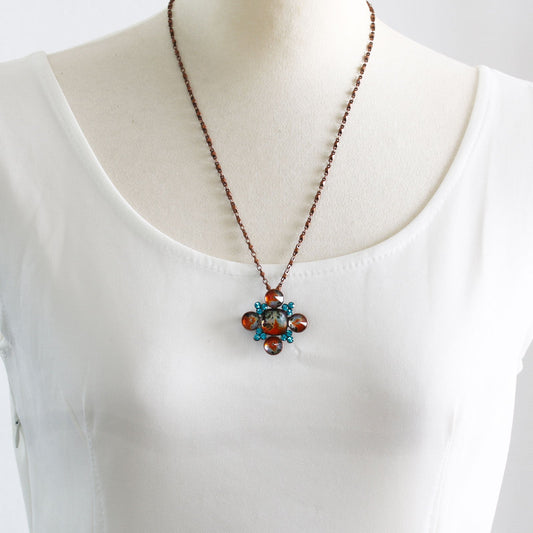 Brooch Necklace Orange Pansy 2Way TAMARUSAN