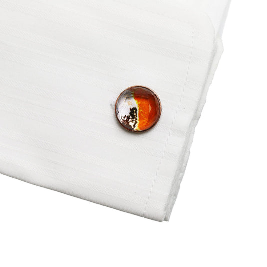Cuff Links Pansy Orange Resin TAMARUSAN