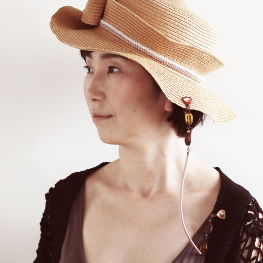 Hat Retainer Heart Silk Braid Citrine Multicolor TAMARUSAN