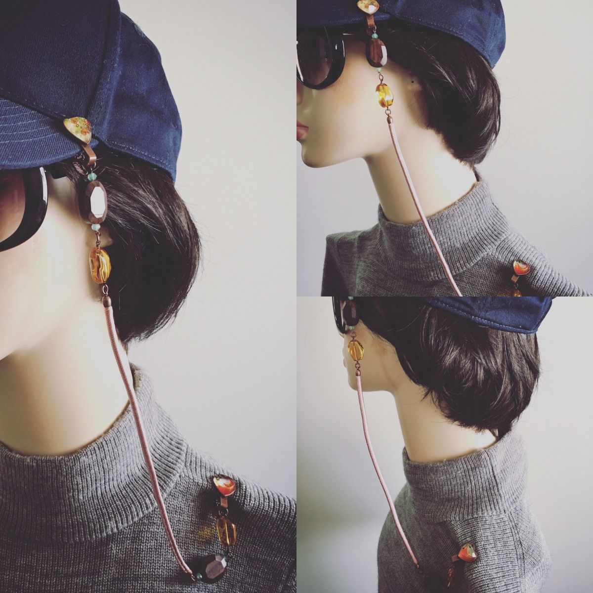 Hat Retainer Heart Silk Braid Citrine Multicolor TAMARUSAN