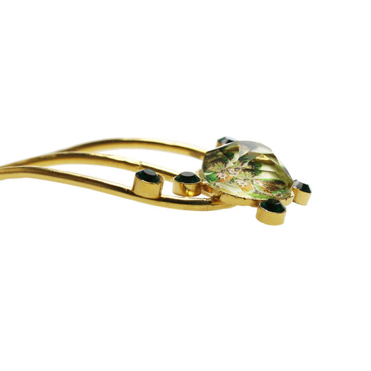 Hair Comb Green Gold Small TAMARUSAN