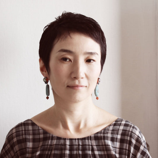 Earrings Orange Blue Lava Agate TAMARUSAN