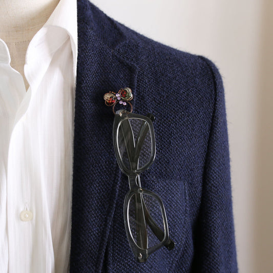 Eyeglass Holder Brooch Pansy Butterfly Multicolor TAMARUSAN