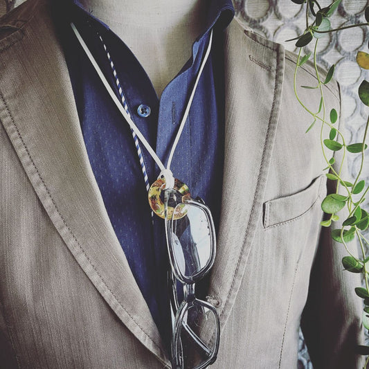 Eyeglass Holder Leather Pansy Necklace Multicolor TAMARUSAN