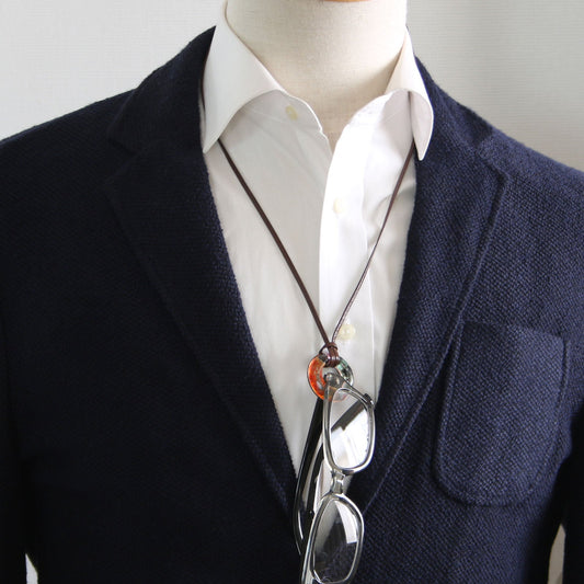 Eyeglass Holder Leather 2Way Pansy Orange TAMARUSAN