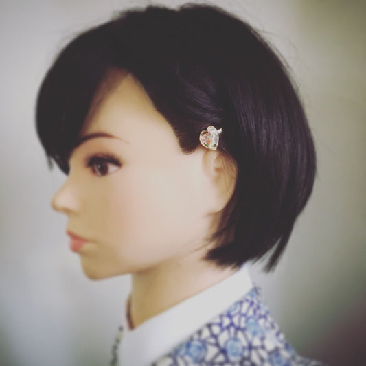 Hairpin Heart Pansy Gold Green TAMARUSAN