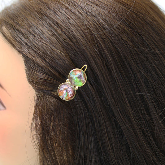Hair Clip Flower 24k Gold Gift Multicolor TAMARUSAN