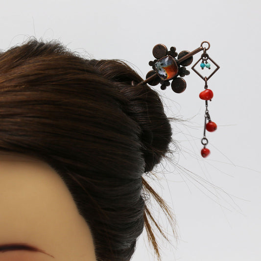 Changeable Ornament Hairpin Orange Coral TAMARUSAN