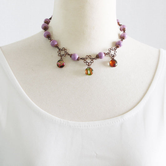 Natural Stone Choker Pink Cicada TAMARUSAN