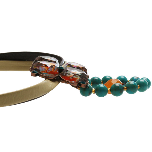 Flower Leather Choker Pansy Orange TAMARUSAN