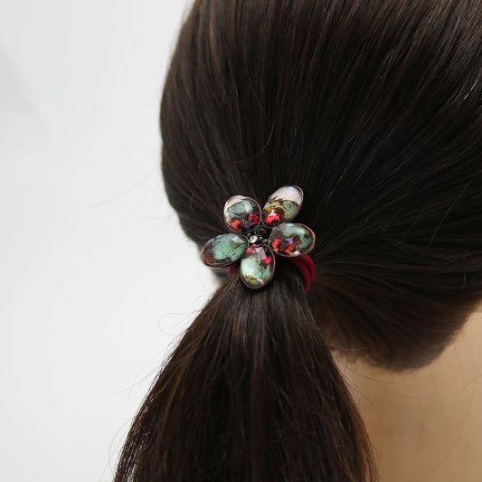 Gorgeous Hair Elastic Red Flower Pansy TAMARUSAN