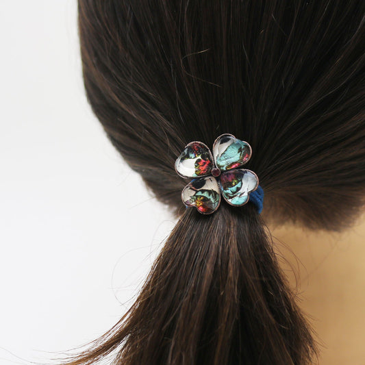 Hair Elastic Flower Gorgeous Pansy Clover Gift Multicolor TAMARUSAN