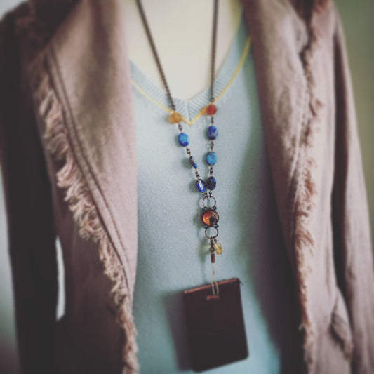 Id Holder Neck Strap Blue Citrine Carnelian TAMARUSAN