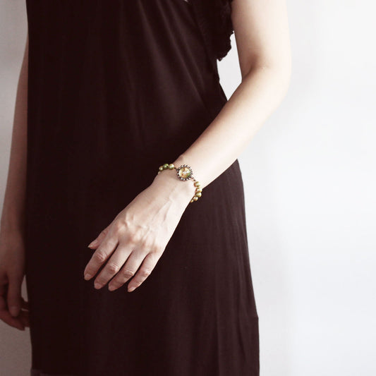 Bracelet Musical Note Freshwater Pearl Green TAMARUSAN