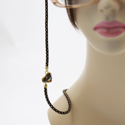 Eyeglass Chain Braid Silk Heart Note Yellow TAMARUSAN
