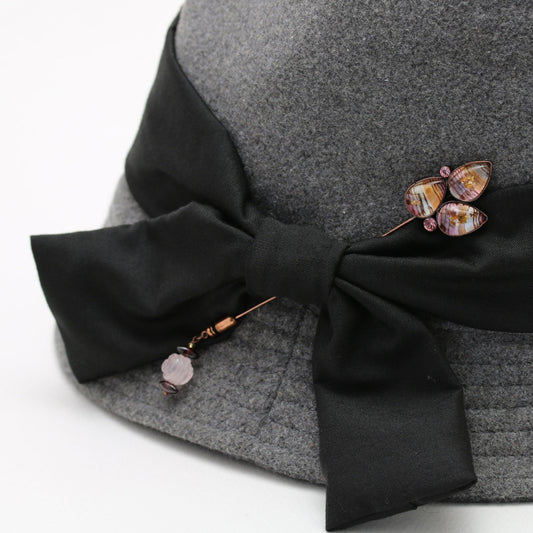 Long Hatpin Pink Garnet Music Note TAMARUSAN