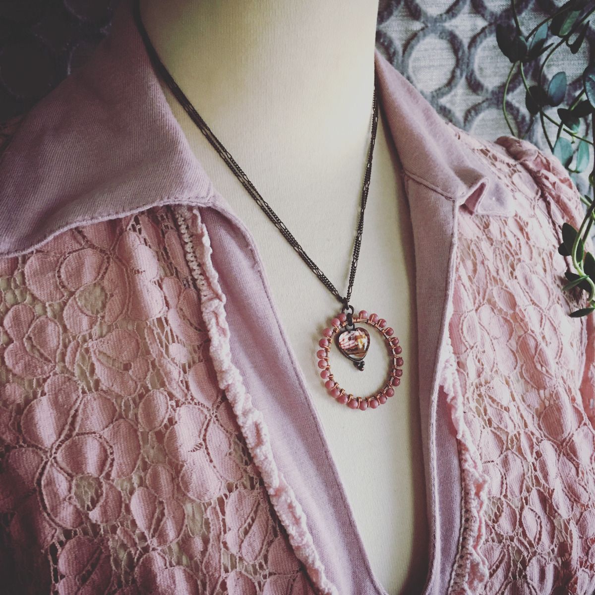 Necklace Heart Pink Roadnite TAMARUSAN