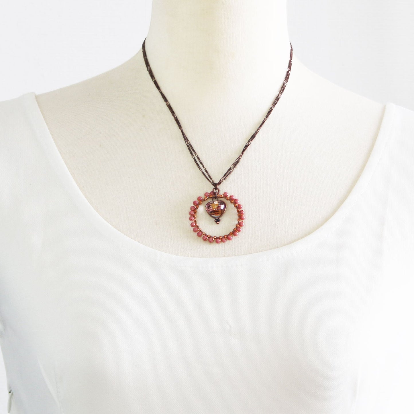 Necklace Heart Pink Roadnite TAMARUSAN