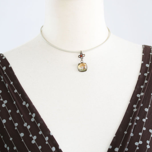 Leather Choker Green Musical Note TAMARUSAN