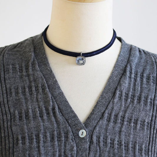 Ribbon Choker Musical Note Blue TAMARUSAN