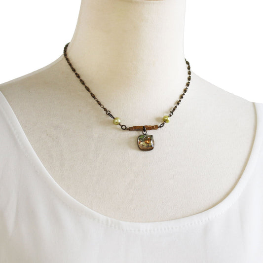 Necklace Musical Note Hematite Green TAMARUSAN