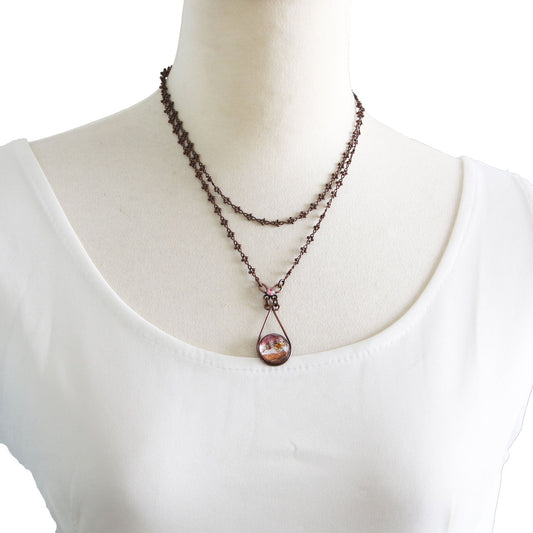 Necklace Pink Musical Note Antique Style TAMARUSAN