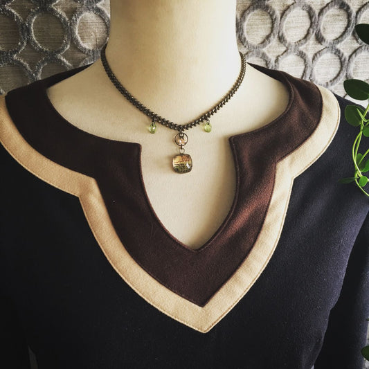 Necklace Musical Note Green Peridot TAMARUSAN