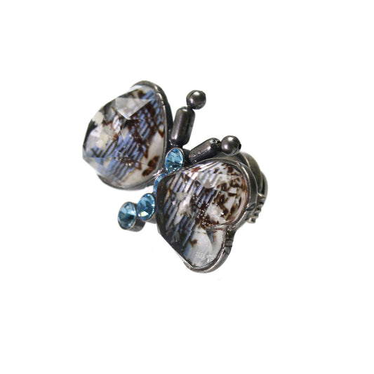 Pin Brooch Butterfly Blue Musical Note TAMARUSAN