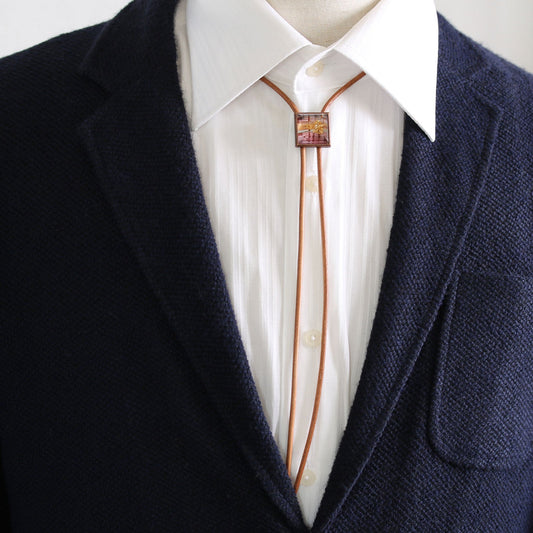 Leather Strap Bolo Tie Music Note Pink TAMARUSAN