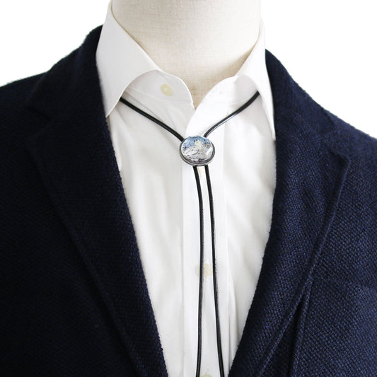 Leather Strap Bolo Tie Music Blue Resin TAMARUSAN