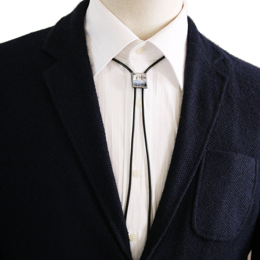 Leather Strap Bolo Tie Note Blue Square TAMARUSAN