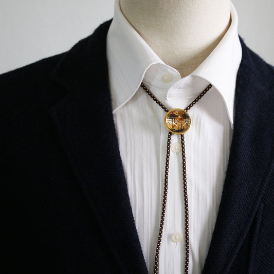 Silk Braid Bolo Tie Musical Note Yellow Gold TAMARUSAN