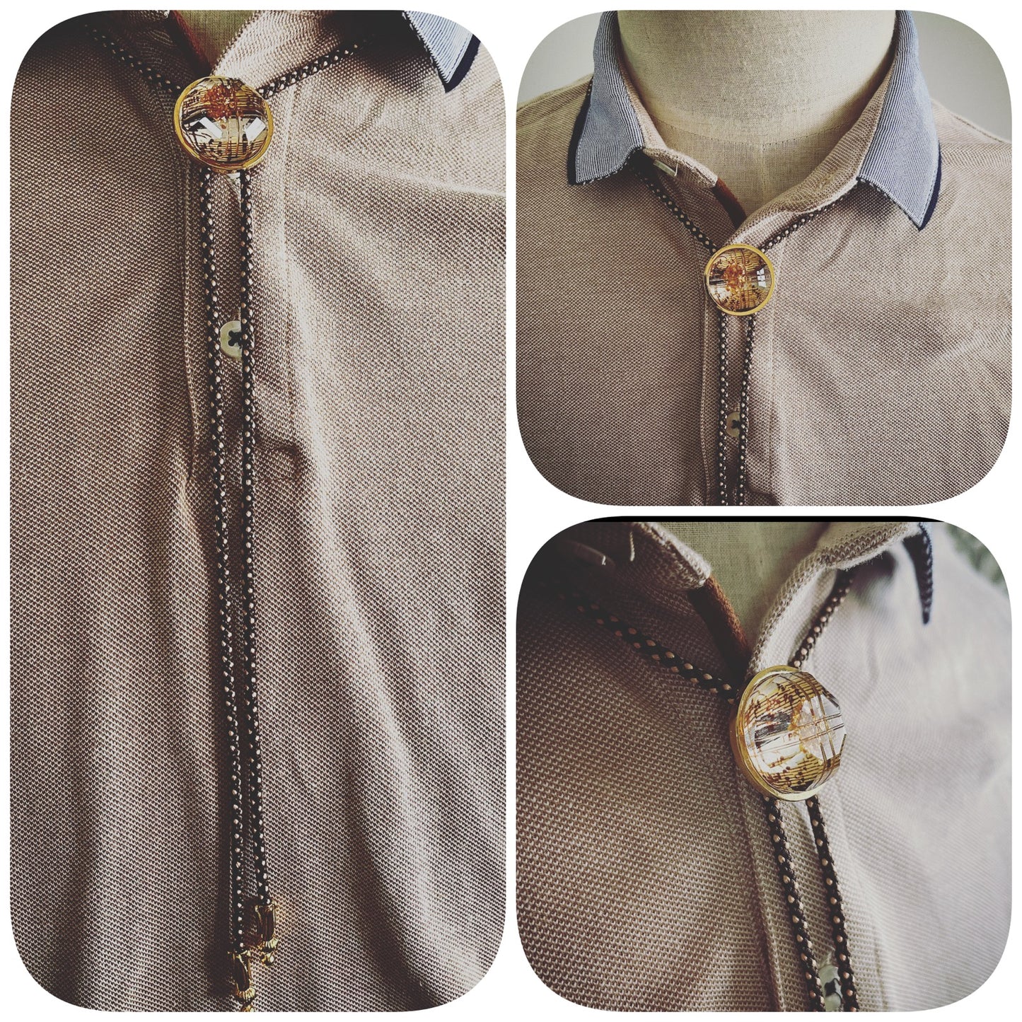Silk Braid Bolo Tie Musical Note Yellow Gold TAMARUSAN