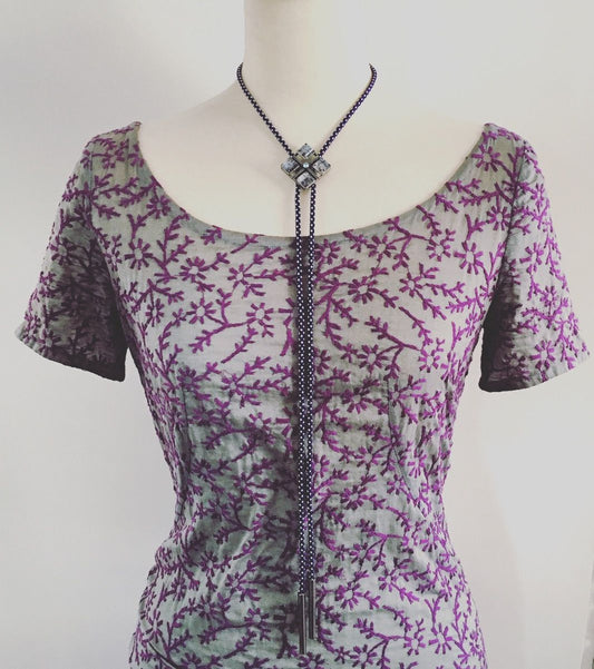 Silk Braid Bolo Tie Blue Musical Note TAMARUSAN