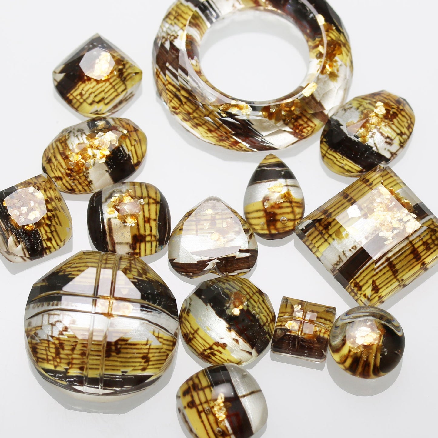 Leather Bracelet Hematite Musical Note Yellow TAMARUSAN