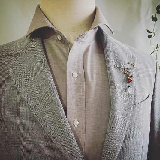 Safety Pin Brooch Red Butterfly Rose Quartz TAMARUSAN